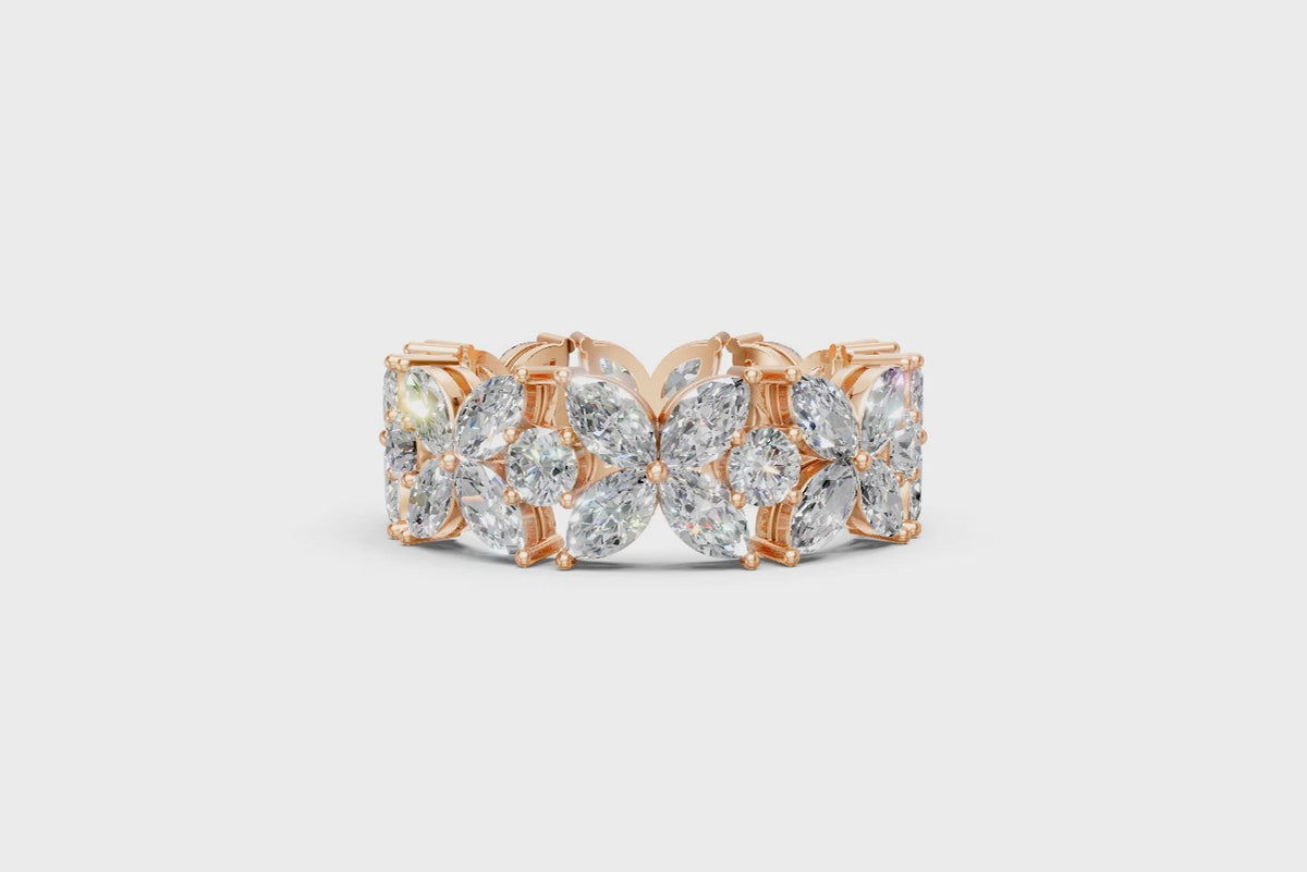 Marquise & Round Diamond Floral Eternity Ring