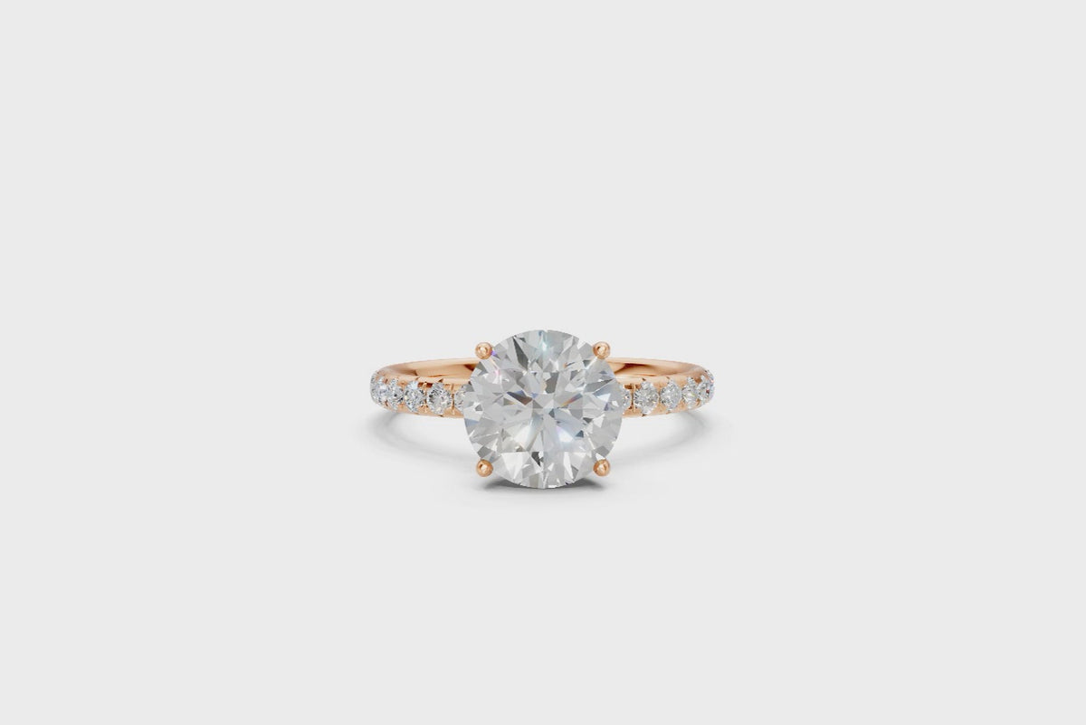 Round-Cut Solitaire Ring with Diamond Band