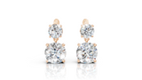 Double Round Diamond Drop Earrings