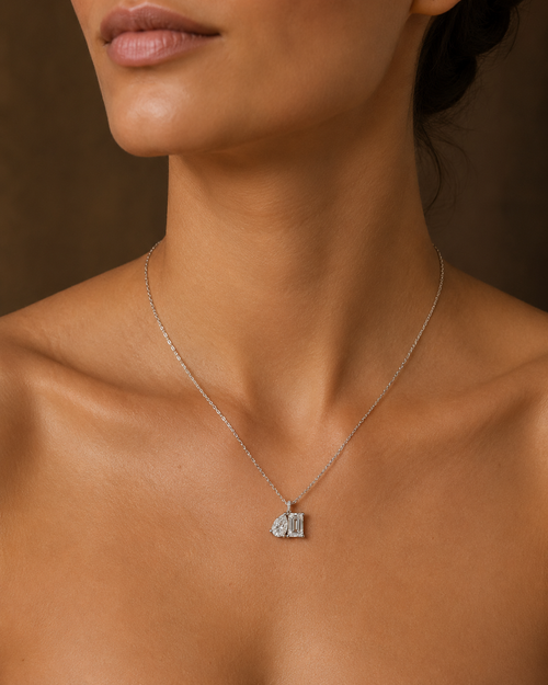 Emerald & Pear Toi et Moi Diamond Pendant