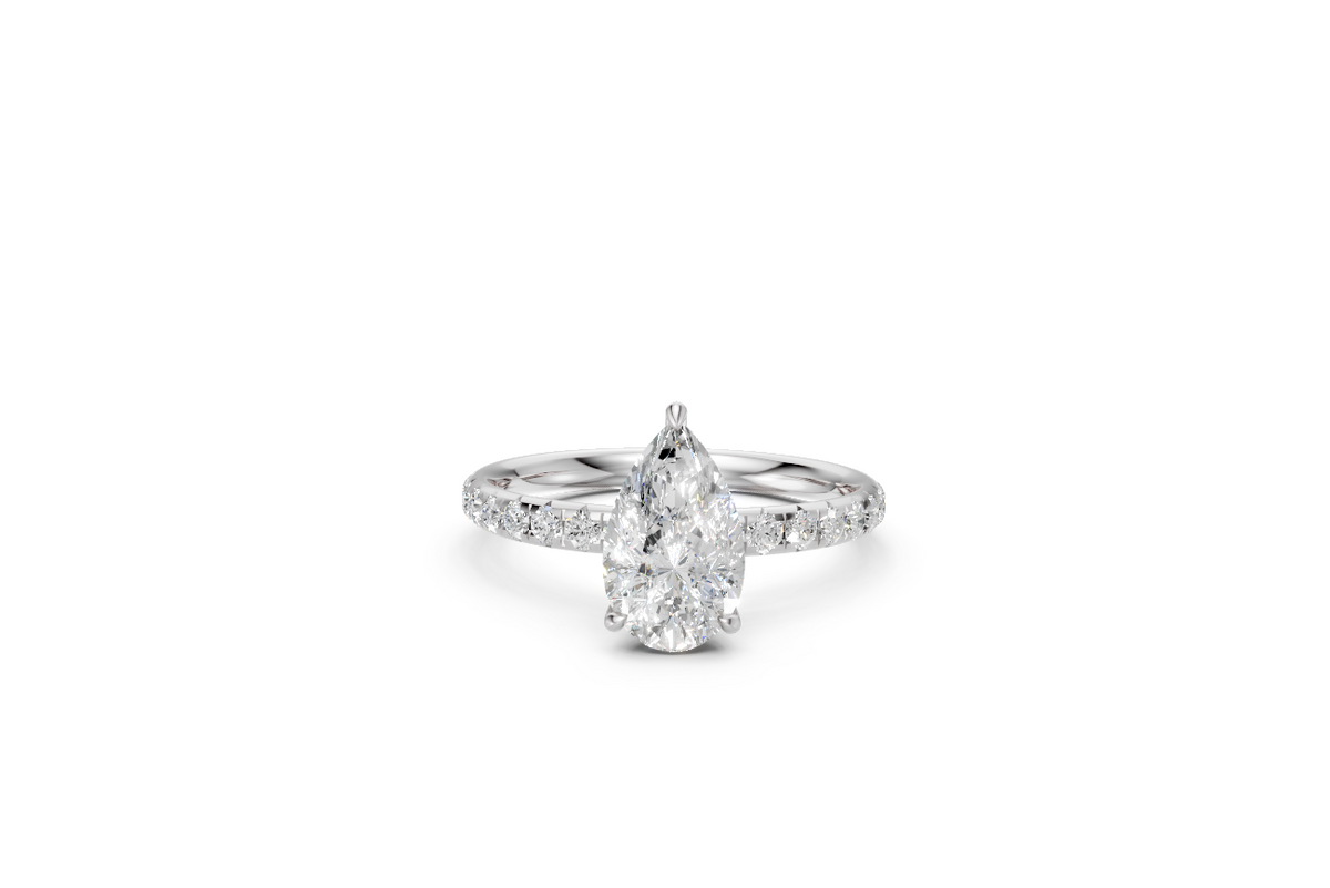 Pear-Cut Diamond Solitaire Ring with Diamond Band