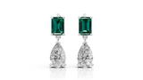 Emerald & Pear Diamond Drop Earrings