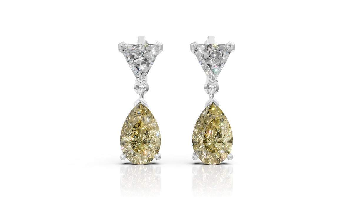 Triangle & Pear-Cut Fancy Yellow Diamond Drop Earrings