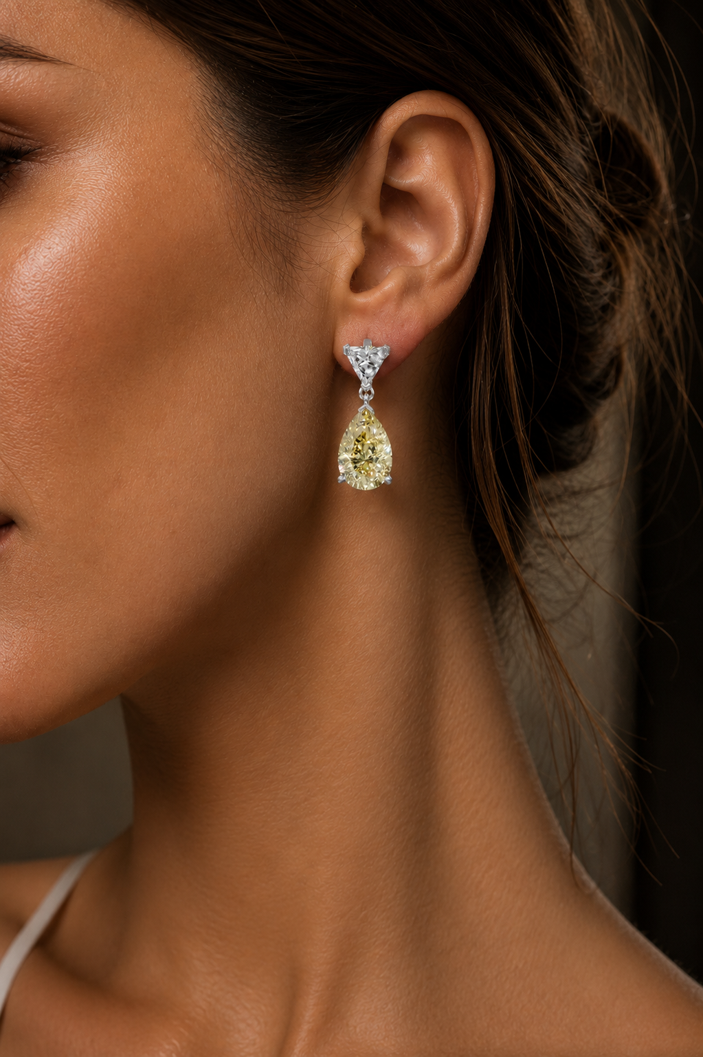 Triangle & Pear-Cut Fancy Yellow Diamond Drop Earrings