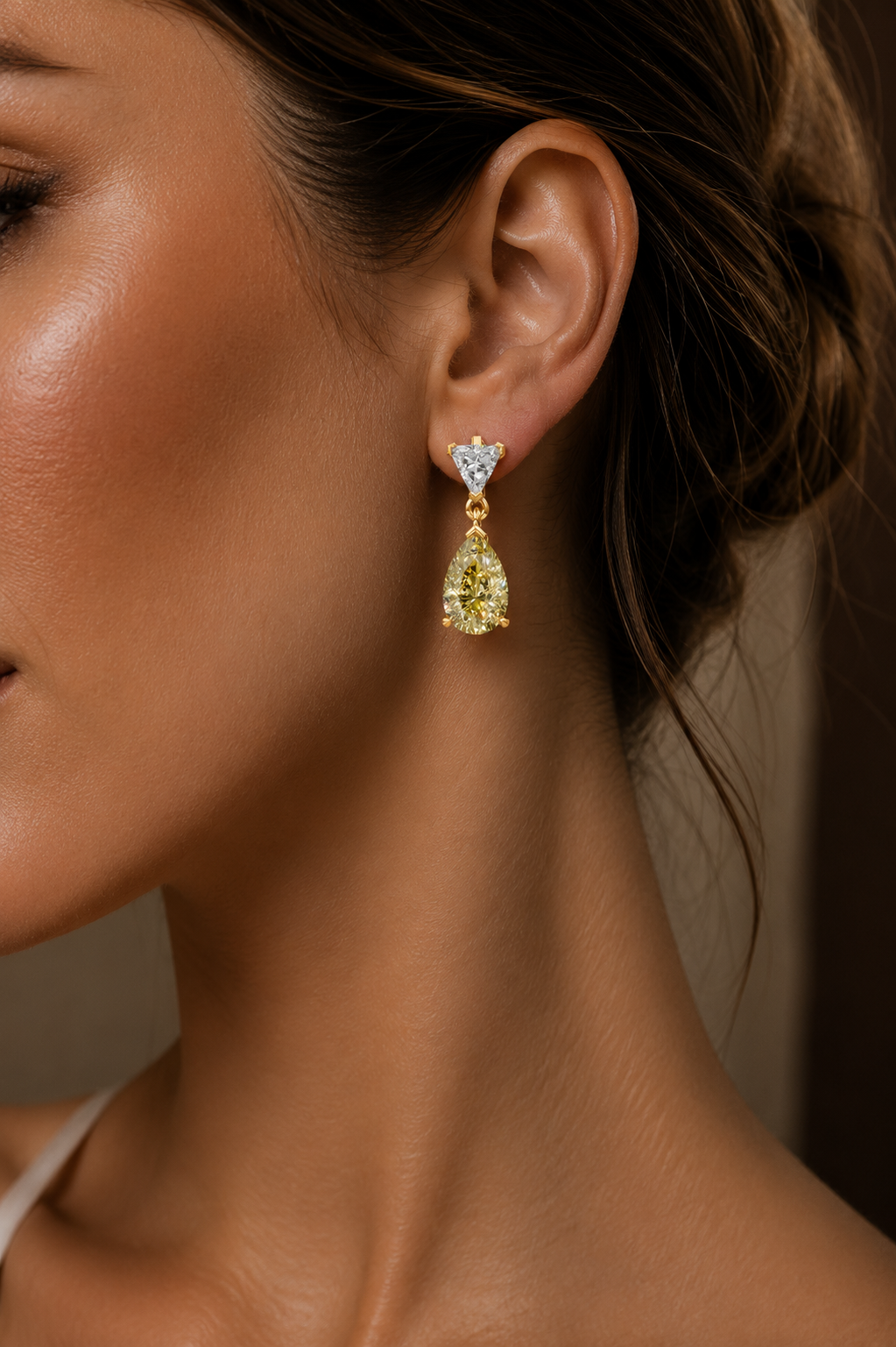 Triangle & Pear-Cut Fancy Yellow Diamond Drop Earrings